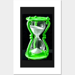 Alchemist style green sand timer hourglass Posters and Art